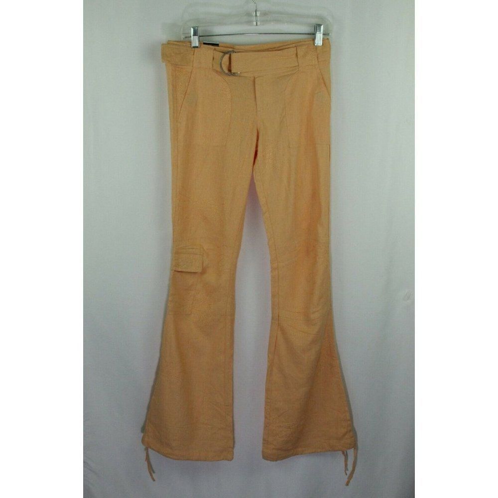 Farinos Cotton Pants 11 12 Orange Juniors Flare Embroidered w/Belt New